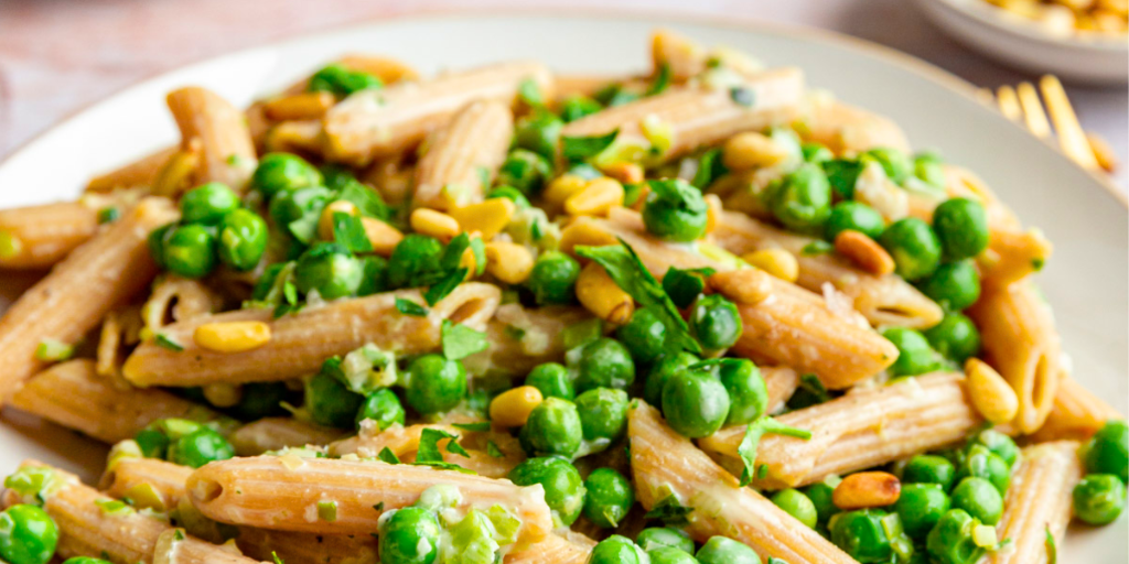 Meatless Friday Vegan Pea and Spring Onion Pasta